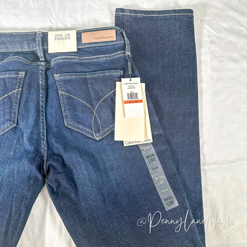 Calvin Klein Jeans Straight-Leg Jeans Dark Blue - Picture 9 of 12